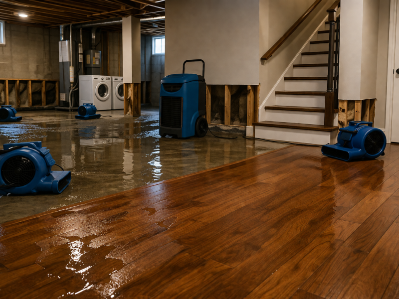 Braintree Hardwood Finished Basement Flooding